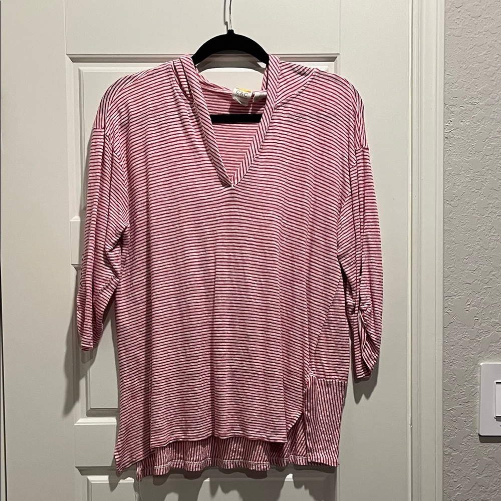 C&C California Red and white Striped Hoodie